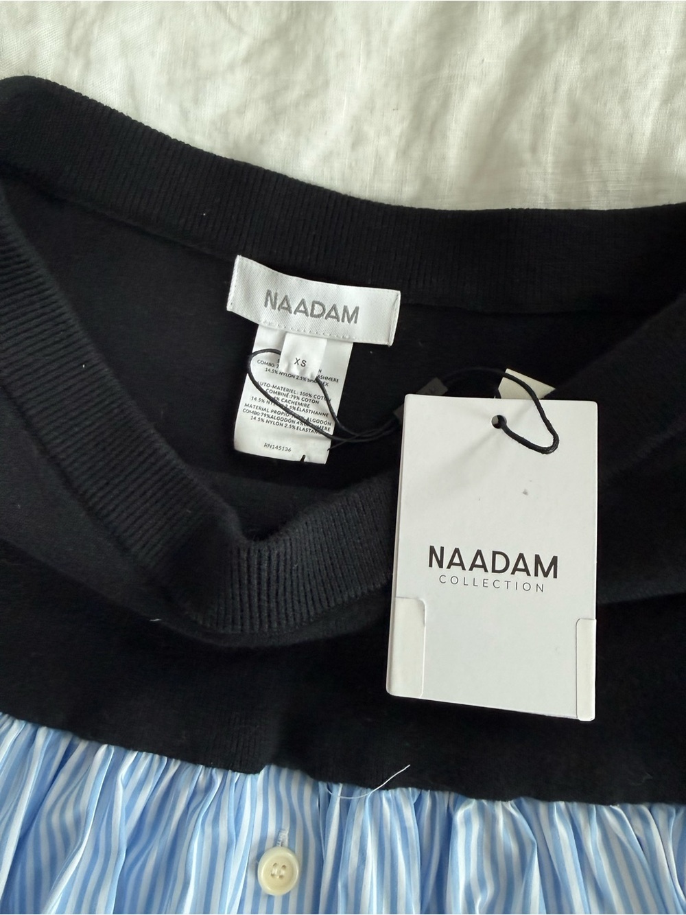 NAADAM Black Knit Skirt with Blue Stripe